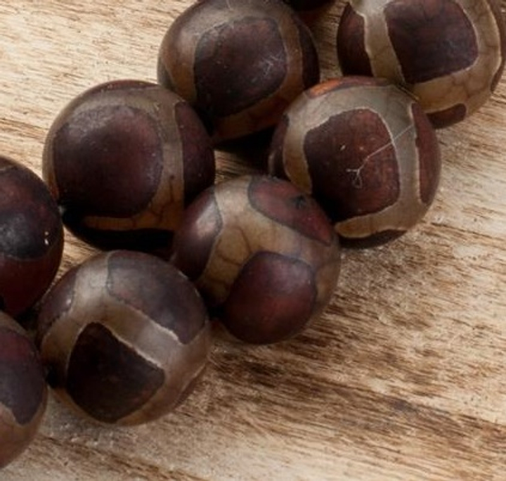 Бусина Дзи Шар (агат) Черепаха, цвет охра на светлом (в пакетике), 1 см