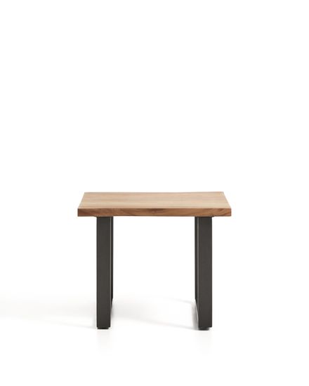 Приставной столик Uxue из акации с ножками из черной стали, 65 x 65 см