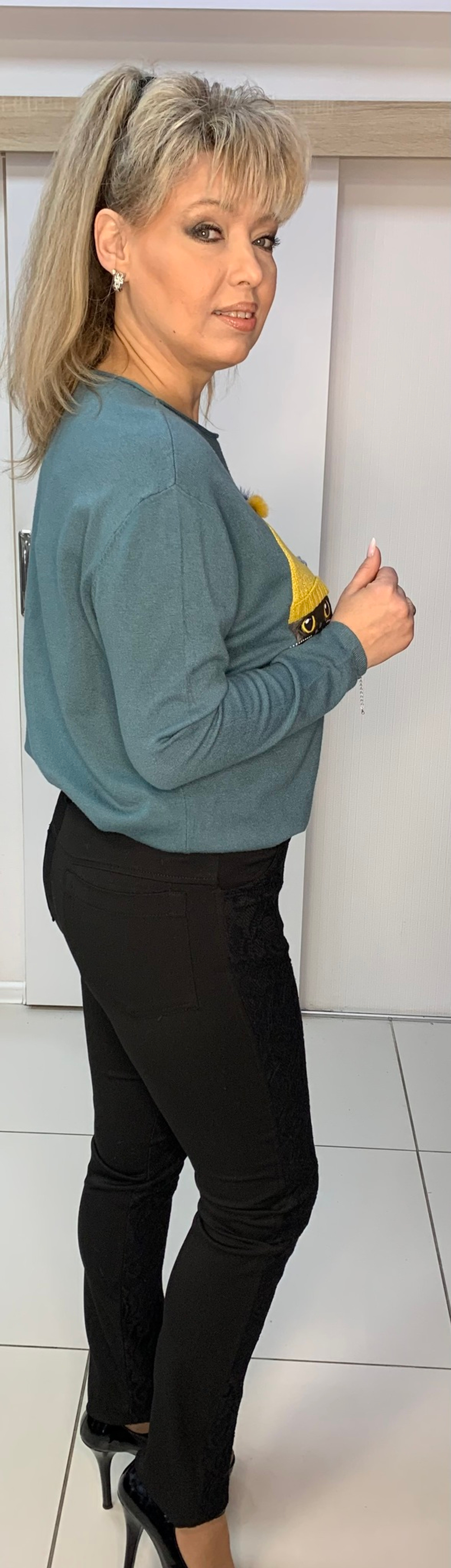 Черные комбинированные французские брюки стрейчевые