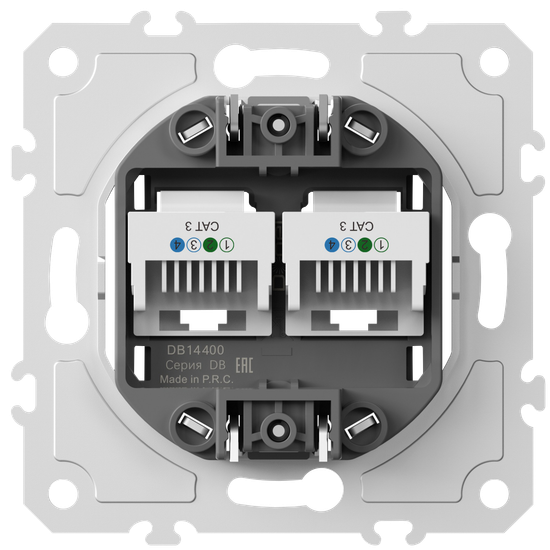 Механизм розетки RJ11 + RJ11 (двойная) cat.3/ClassE-4/4,  серия DB