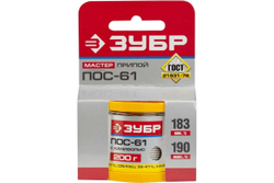 Припой ПОС 61 (1 мм; 200 г; трубка с канифолью) Зубр 55450-200-10C