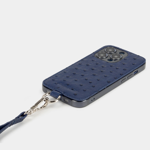 Чехол для iPhone 14 Pro из кожи страуса, синего цвета