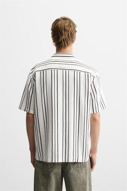 ZARA РУБАШКА В ПОЛОСКУ, БЕЛЫЙ