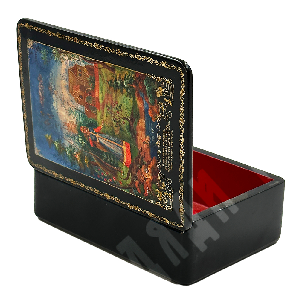 Лаковая шкатулка «Сказка о мертвой царевне и о семи богатырях». Лабутина. Мстёра. СССР, 50-60-е