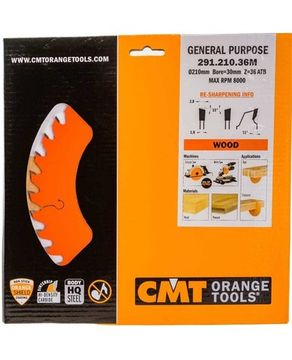 Диск пильный по дереву (210х30х1,8/2,8 мм; Z36) CMT 291.210.36M