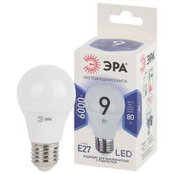 Лампа светодиодная ЭРА STD LED A60-9W-860-E27 9Вт груша холодный дневной свет Е27 | Лампы cветодиодные Груша (A)