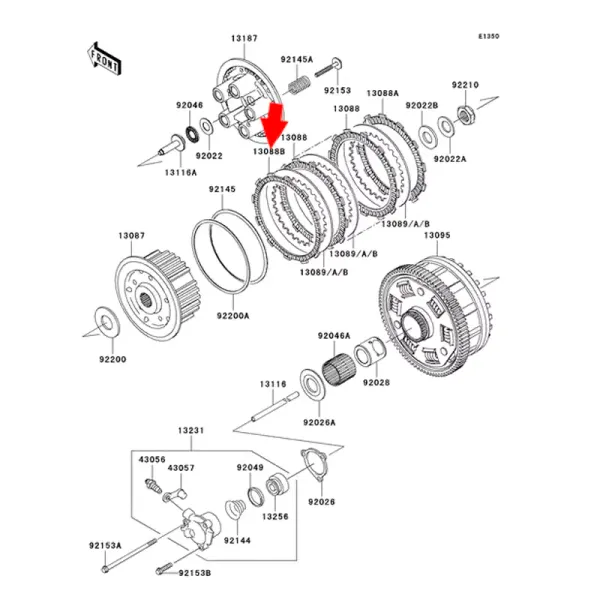 Kawasaki 13088-0032 Фрикционный диск сцепления