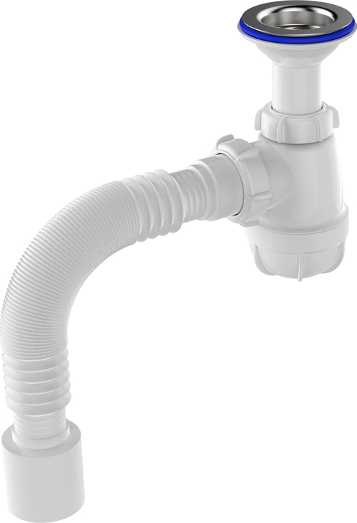 СИФОН ДЛЯ УМЫВАЛЬНИКА 1 1/2Х40 AQUANT С УДЛИН ГОРЛ С МЕТ.РЕШ. С Г.Т. 40Х50