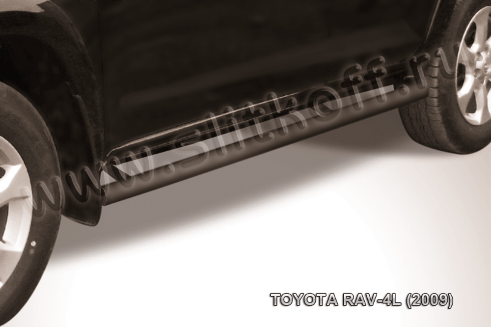 Пороги стальные Toyota Rav-4 L (2005-2010) d76 труба (серебристые)