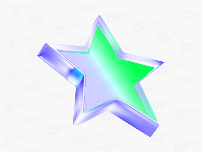 3D звезда стеклянная иконка PNG без фона для сайта и рейтинга