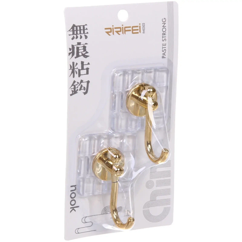 Крючки в наборе 2шт на липком слое «ДОМания», квадраты, прозрачные / золото, нагрузка 3кг