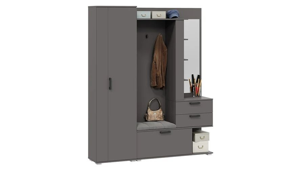 Прихожая с зеркалом комплект мебели Белый Ясень 164х36х200 см