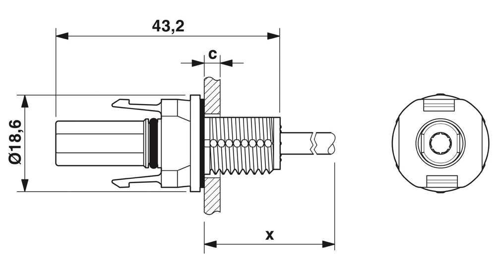 1034442 - PV-FT-CF-C-2,5-130-BU-FE10 - Аппаратн. соединитель передняя стенка