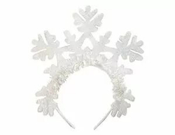 Ободок Снежинка с мишурой белая блеск