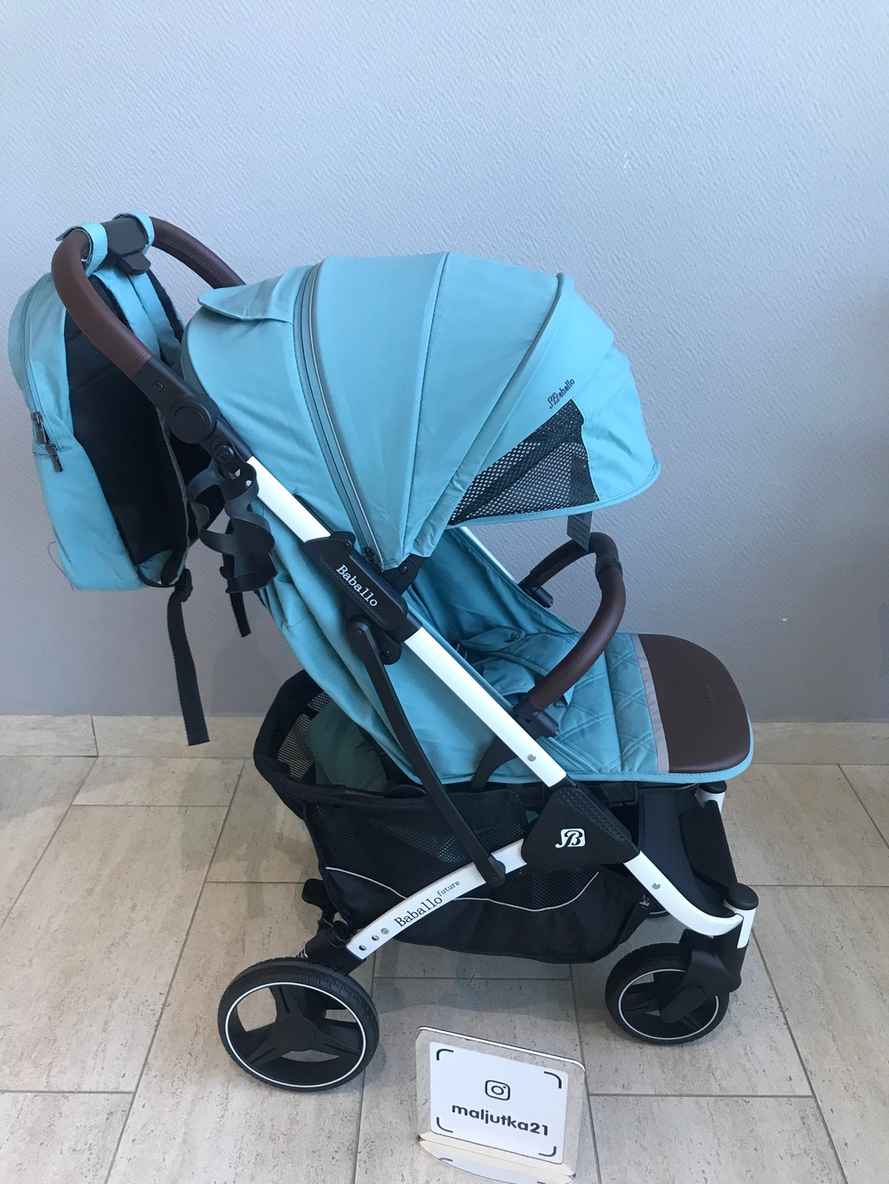 Коляска прогулочная Babalo 2024 Озёрный текстиль на белой раме