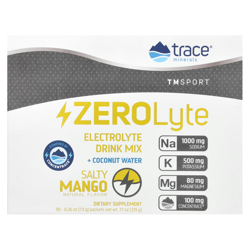 Trace, TM Sport, ZEROLyte, смесь для приготовления электролитического напитка, со вкусом соленого манго, 30 пакетиков по 7,3 г (0,26 унции)