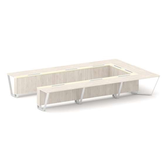 Steel Meet Стол переговорный П-образный KM-PR.B.SP-15P Денвер Светлый/Ваниль Глянец/Металл Белый 480