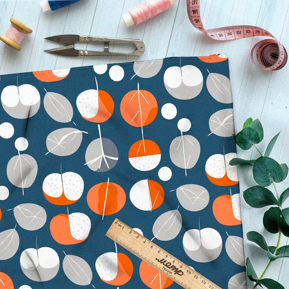 Ткань премиум Оксфорд 600D схематичные фрукты