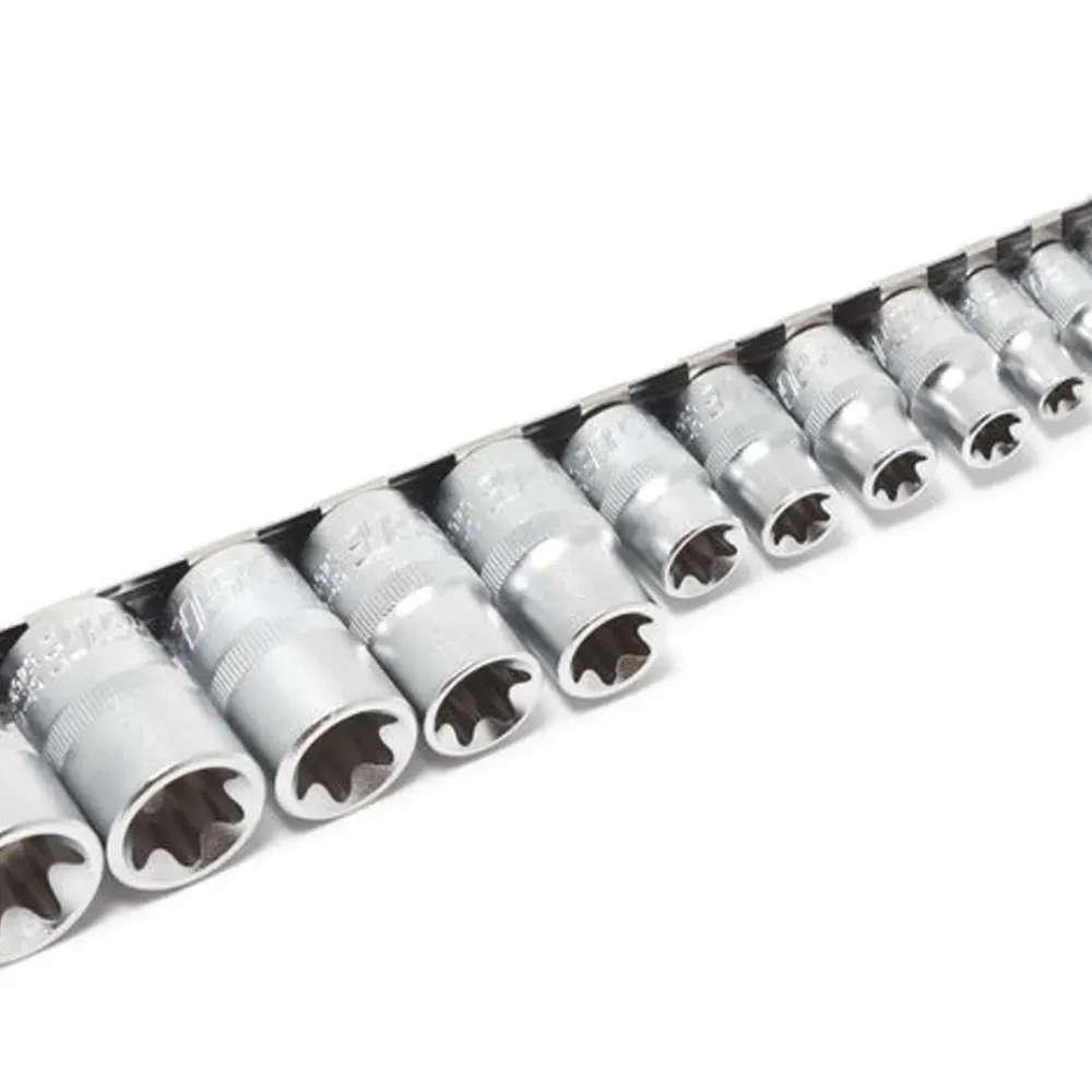 Набор головок Е-профиль 15пр. 1/4''&amp;3/8''&amp;1/2''(1/4''Е4-Е8,3/8''Е10-Е14,1/2''Е16-Е24) на планке Forsage F-4158