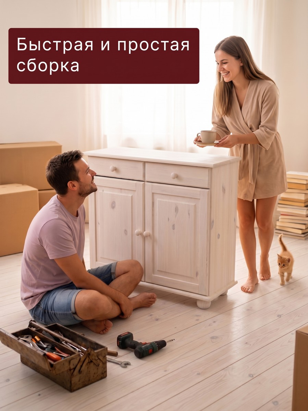 Тумба 90х39х83, Лена, двухдверная (буфет для кухни напольный), белый, Dipriz