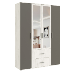 Шкаф четырехстворчатый Фиеста (1600), Графит, Дуб Крафт белый