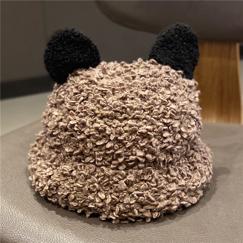 Плюшевая панама с ушками "Up!", коричневая