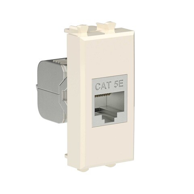 Компьютерная розетка RJ-45 без шторки модульная, кат.5е экранированная, "Avanti", "Ванильная дымка", 1 модуль