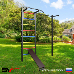 Уличная шведская стенка Sv Sport с комплектом турник прямой У435 (Турник/Скамья/Кронш бокс)
