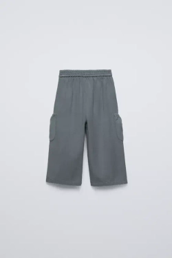 ZARA БРЮКИ ИЗ СТРУЯЩЕЙСЯ ТКАНИ С БАНТАМИ, СЕРЫЙ