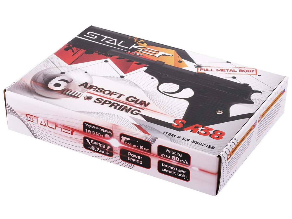 Пистолет пневматический Stalker SA38 Spring (Walther P38), к.6мм (SA-3307138)