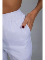 Брюки медицинские белые стрейч на резинке