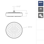 Лейка тропического душа 312мм HYDROTHERAPY RMVOLNM чёрный