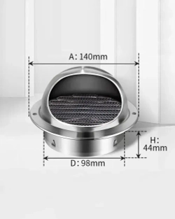 Стенной выход с решеткой и сеткой, 100 мм, из нержавеющей стали 304
