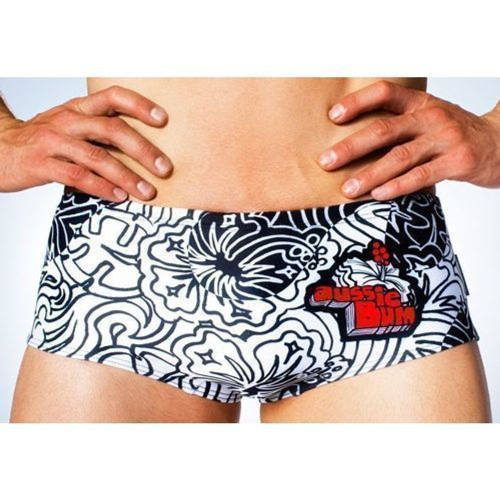 Мужские плавки хипсы белые с рисунком Aussiebum Men&#39;s Hip Swimwear