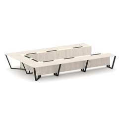 Steel Meet Стол переговорный П-образный KM-PR.B.SP-15P Денвер Светлый/Ваниль Глянец/Металл Черный 48