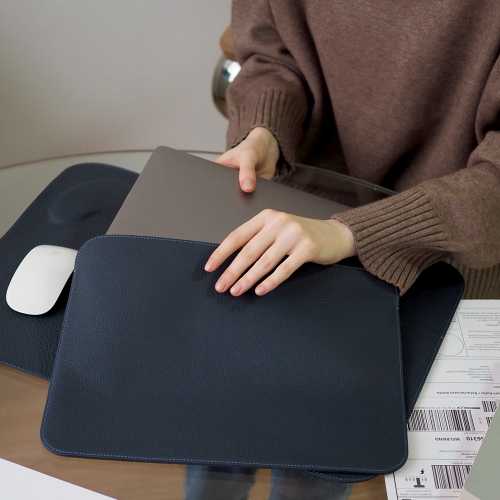 Чехол для MacBook 13-14-15' и документов из кожи теленка, синего цвета
