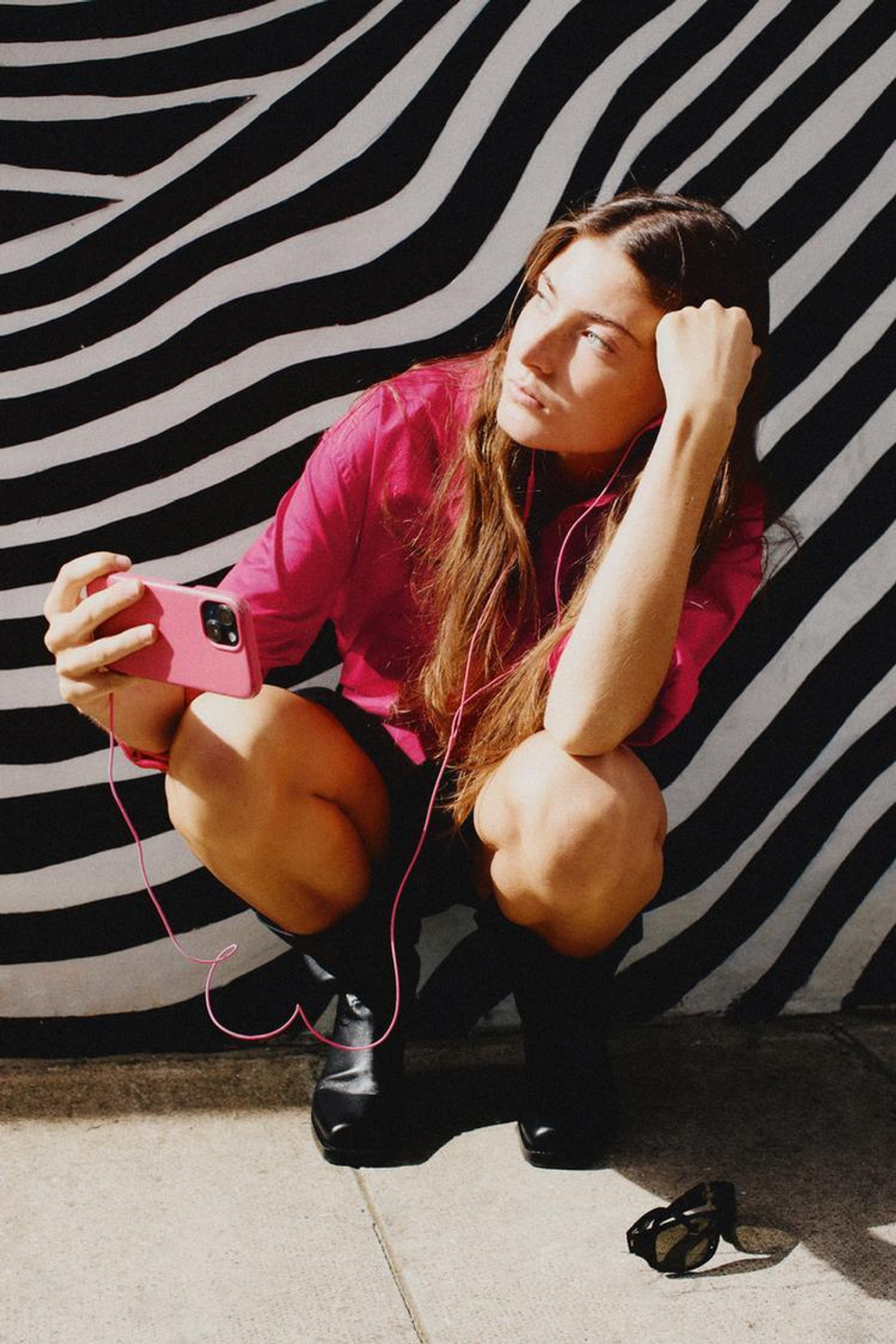 ZARA РУБАШКА ИЗ ПОПЛИНА, МАЛИНОВЫЙ