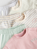 Футболка и шорты в комплекте для малышей Next AG4-644, 3 шт., Розовый, Салатовый