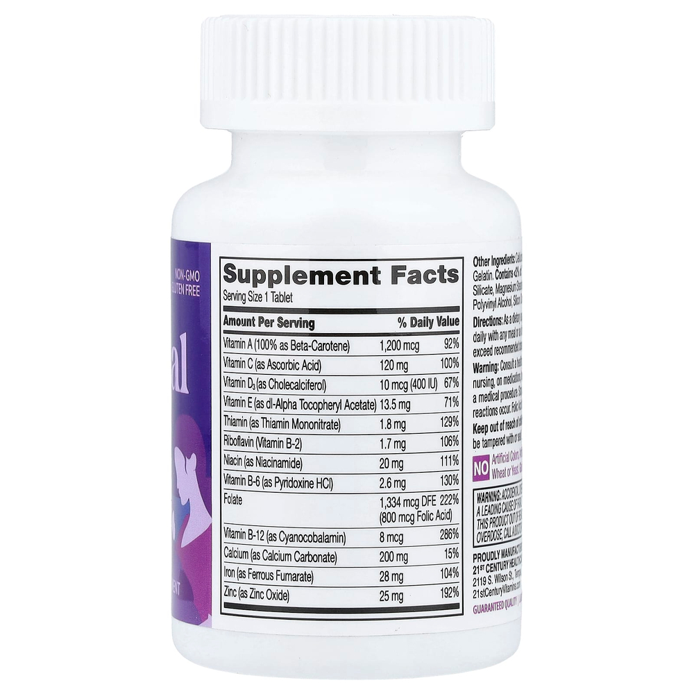 21st Century, комплекс с фолиевой кислотой для беременных, 60 таблеток