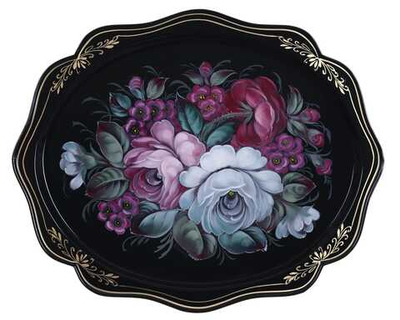 Жостовский поднос декоративный, размер 38х30 см (A15), металлический