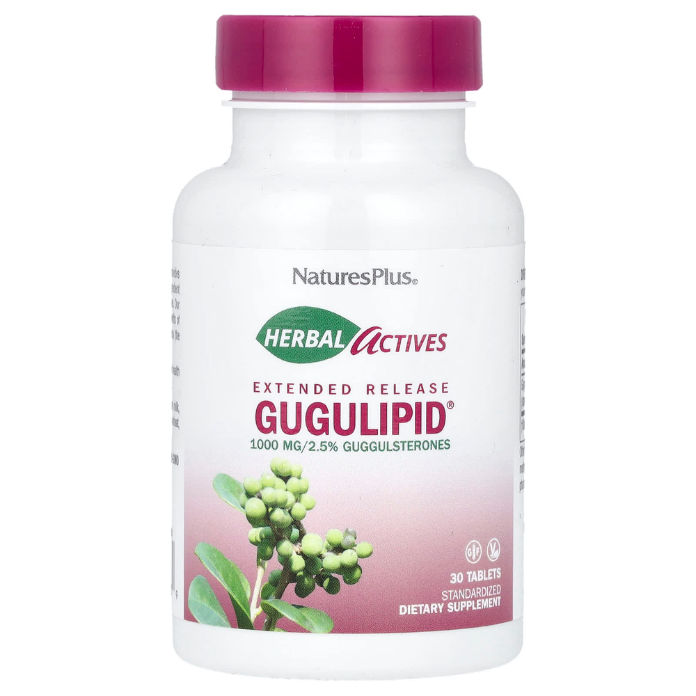 NaturesPlus, Herbal Actives, Gugulipid®, с замедленным высвобождением, 1000 мг, 30 таблеток