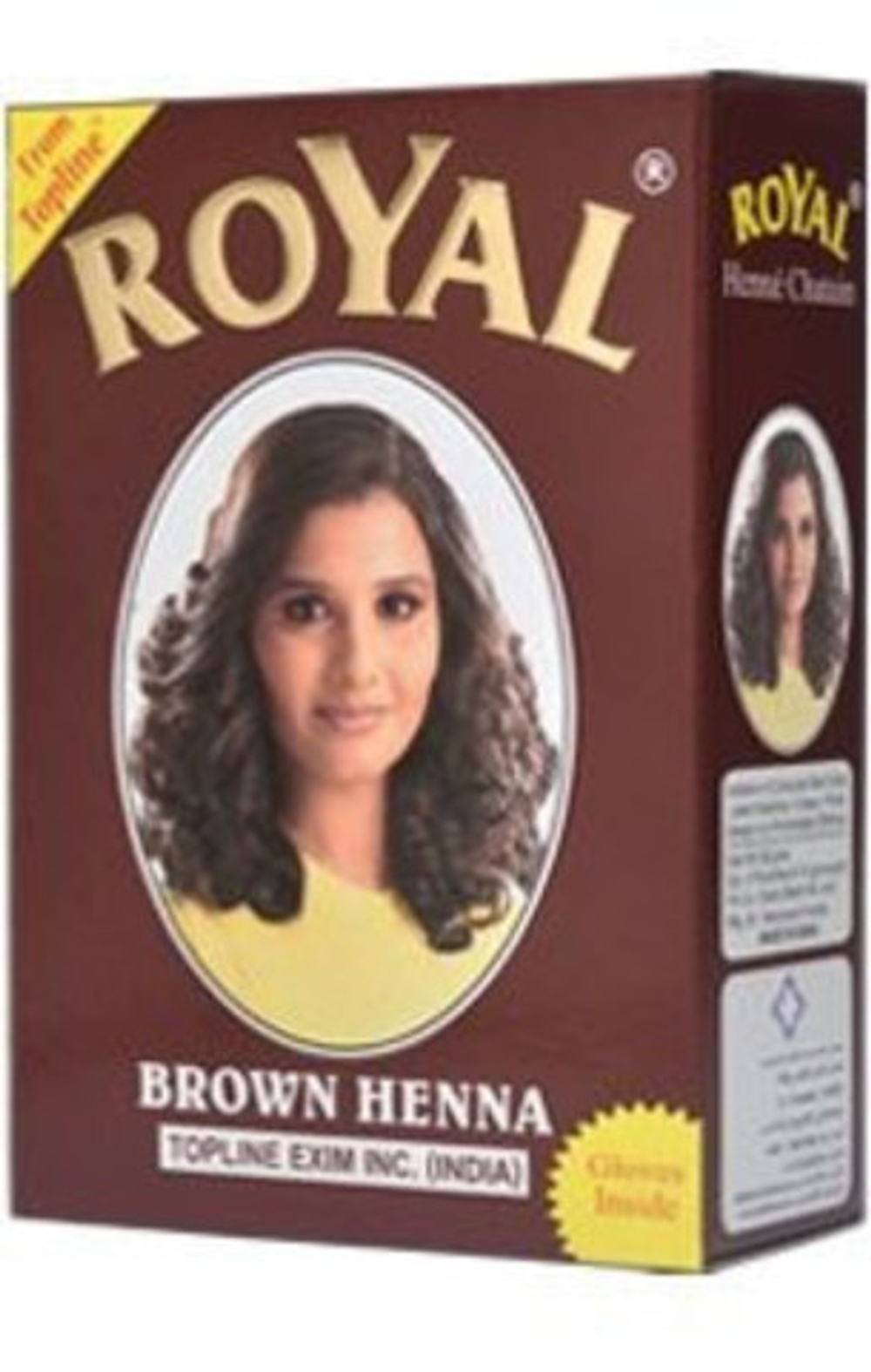 Краска на основе хны Royal Brown цвет Коричневый для волос, ресниц и бровей, 6х10 г= 60 г +10 г (подарок)