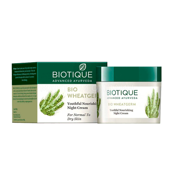 Крем Biotique Bio Wheat Germ для лица с зародышами пшеницы, ночной омолаживающий, для нормальной и сухой кожи 50 г