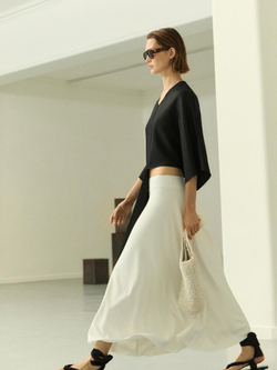 Massimo Dutti Блузка-накидка асимметричного кроя - Studio, черный