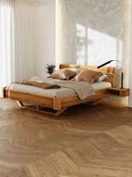 Двуспальная кровать 200х200 Калантея из дерева, натуральный дуб, парящая