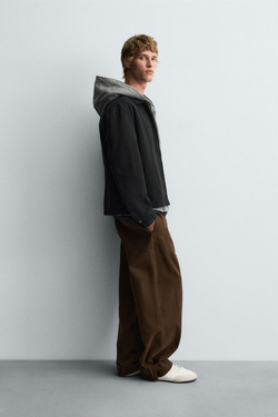 ZARA КУРТКА С ВЫШИВКОЙ И МОЛНИЕЙ, ЧЕРНЫЙ