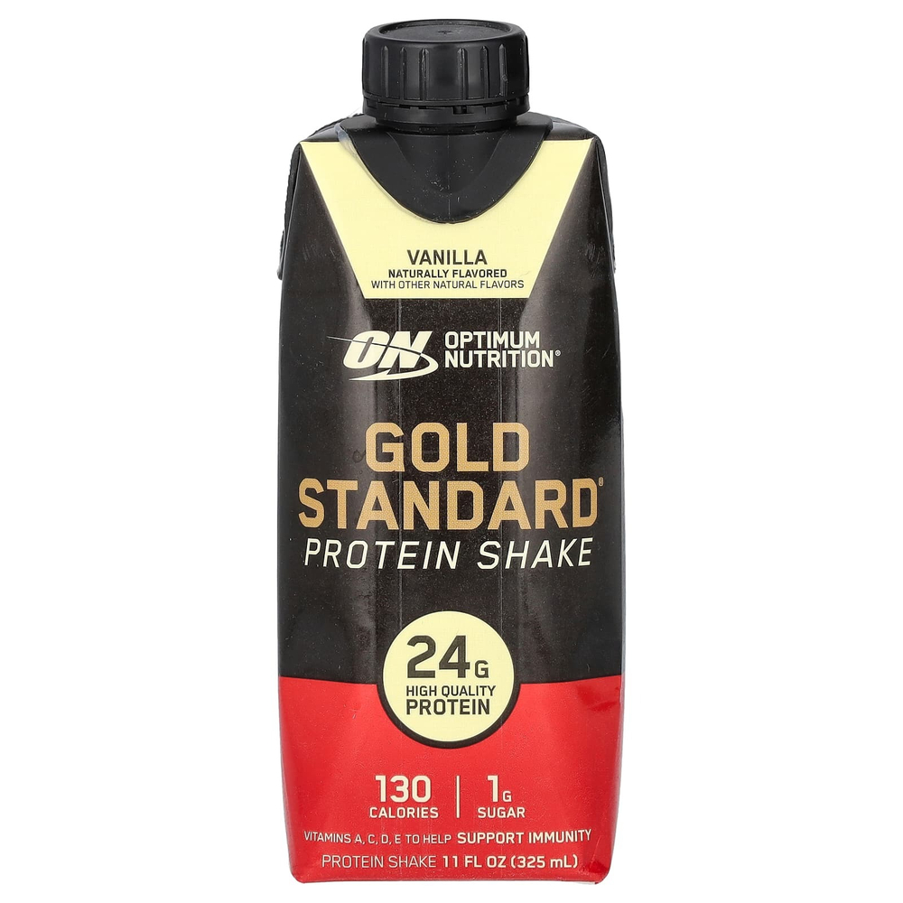 Optimum Nutrition, протеиновый коктейль Gold Standard, со вкусом ванили, 4 упаковки по 325 мл (11 жидк. унций)