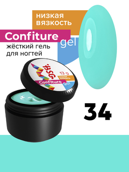 Жёсткий гель для наращивания Confiture №34 НИЗКАЯ ВЯЗКОСТЬ - Мятный (13 г)