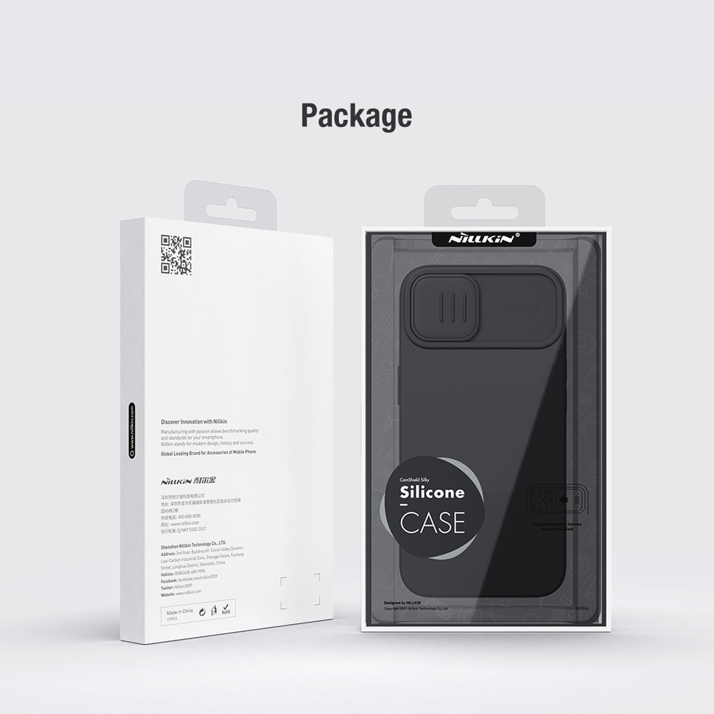 Чехол черного цвета (Classic Black) с мягким шелковистым покрытием для iPhone 14 Plus, Nillkin, серия CamShield Silky Silicone Case