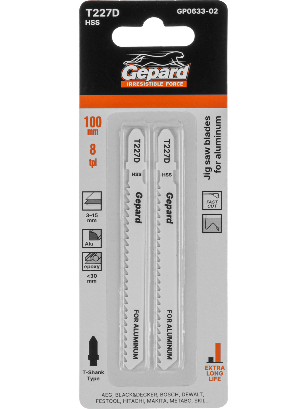 Пилка лобз. по алюминию T227D (2 шт.) GEPARD